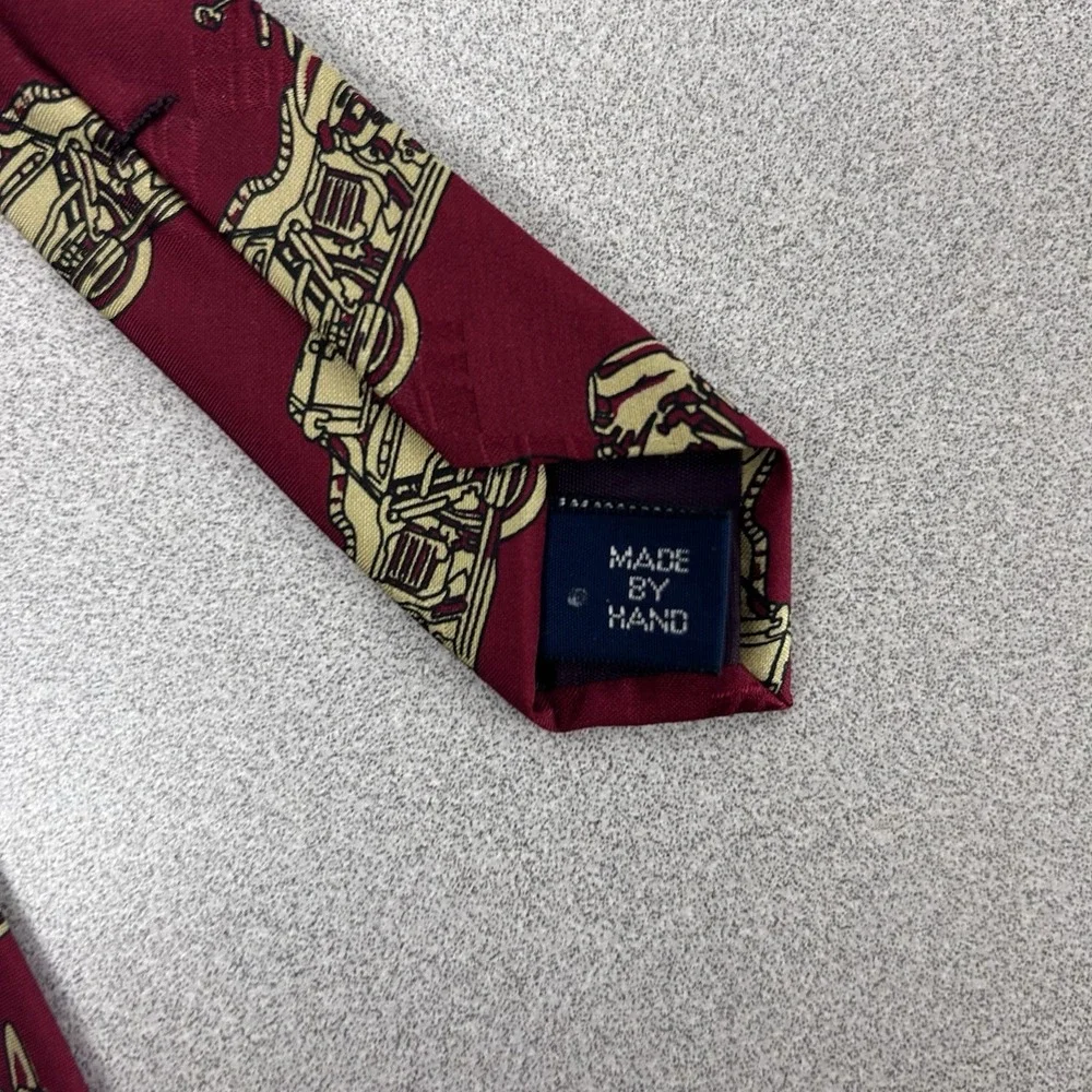 Vintage Polo Ralph Lauren Men's Tie Silk‎ Red Motorcycle Theme Handmade in USA